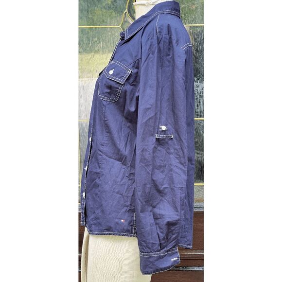 Tommy Hilfiger Embroidered Utility Shirt 100% cotton Long Sleeve Collared Shirt - Picture 3 of 7